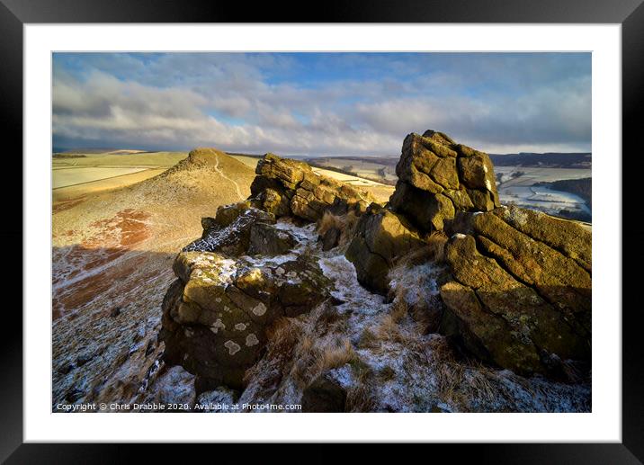 Crook Hill in Winter Framed Mounted Print by Chris Drabble