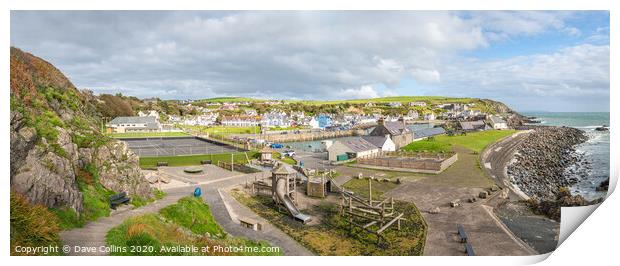 Panorama of Port Patrick Harbour and Coastline, Port Patrick, Dumfries & Galloway, Scotland Print by Dave Collins