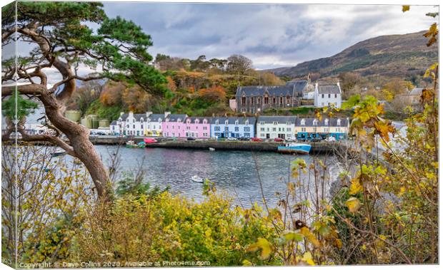 Harbour and Harbour front buildings, Portree, Isle Canvas Print by Dave Collins