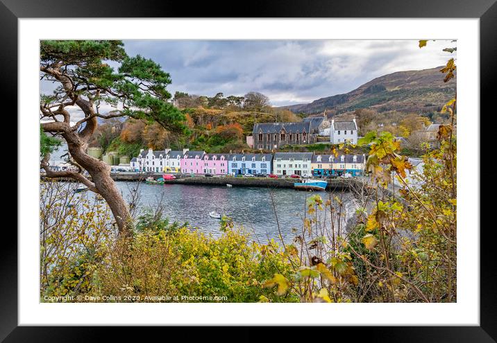 Harbour and Harbour front buildings, Portree, Isle Framed Mounted Print by Dave Collins