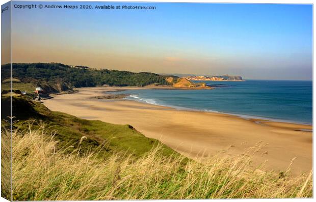 Majestic Scarborough Castle Overlooking Cayton Bea Canvas Print by Andrew Heaps