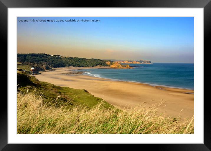 Majestic Scarborough Castle Overlooking Cayton Bea Framed Mounted Print by Andrew Heaps