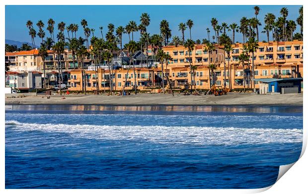 View from the pier on homes in Oceanside. Print by Mikhail Pogosov