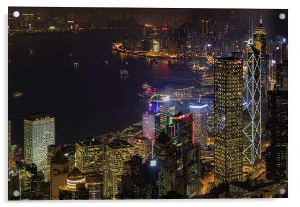 The Amazing View From The Peak, Hong Kong! Acrylic by Fiona Turnbull
