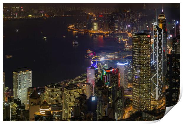 The Amazing View From The Peak, Hong Kong! Print by Fiona Turnbull