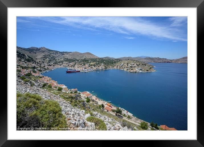 Symi Harbour. Framed Mounted Print by Chris North
