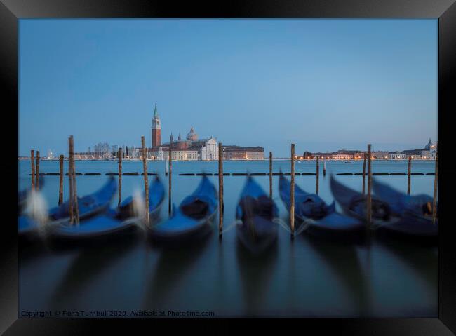 Blue sunset over the Grand Canal, Venice Framed Print by Fiona Turnbull