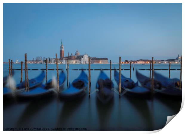 Blue sunset over the Grand Canal, Venice Print by Fiona Turnbull
