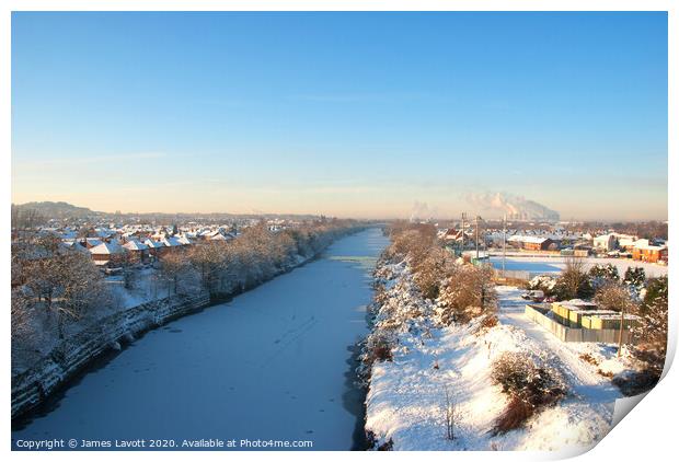 Manchester Ship Canal Snow Scene Print by James Lavott
