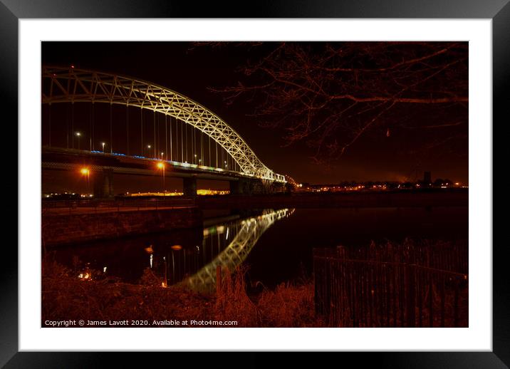 Runcorn Widnes Bridge By Night Framed Mounted Print by James Lavott