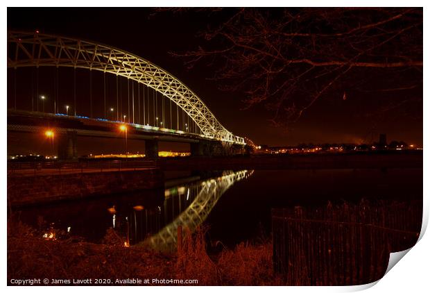 Runcorn Widnes Bridge By Night Print by James Lavott