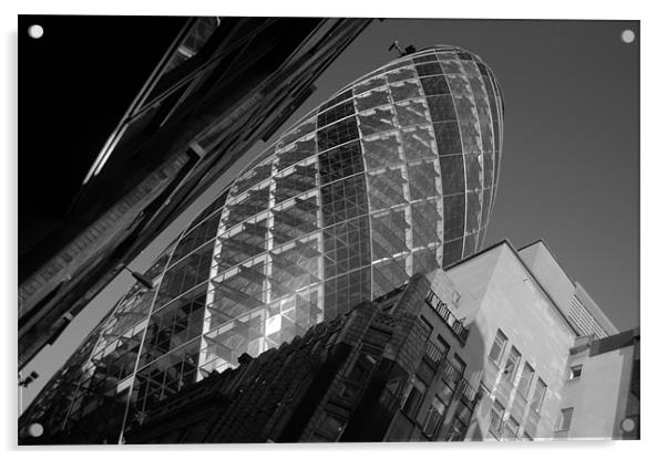 The Gherkin black and white Acrylic by Chris Day