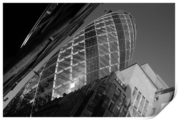 The Gherkin black and white Print by Chris Day