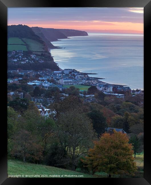 Looking Down on Sidmouth at Sunrise Framed Print by Bruce Little