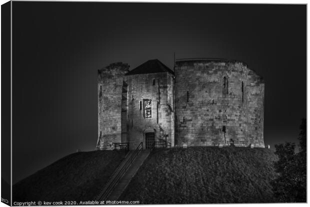 Cliffords tower mono Canvas Print by kevin cook