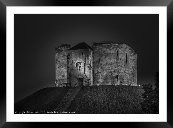 Cliffords tower mono Framed Mounted Print by kevin cook