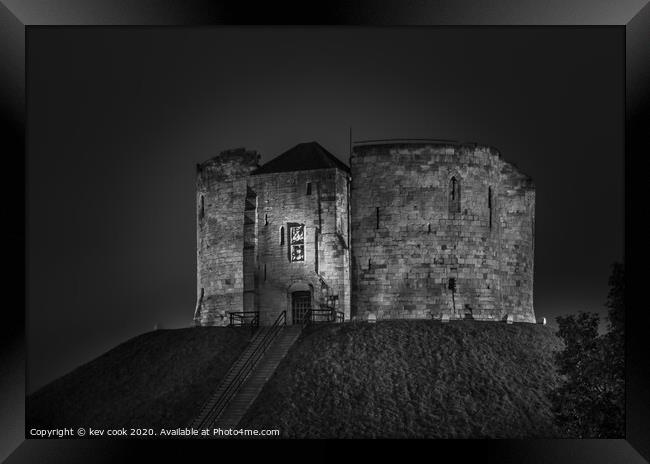 Cliffords tower mono Framed Print by kevin cook