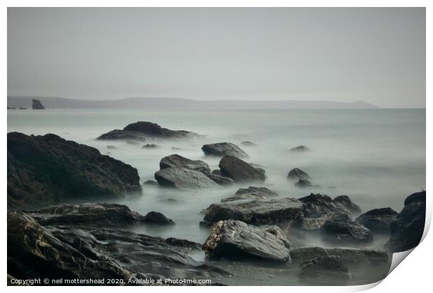 Rame Head On An Overcast Day From Downderry Beach. Print by Neil Mottershead