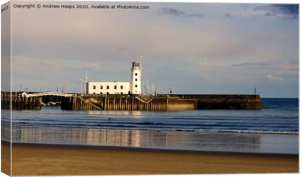 Scarborough lighthouse  Canvas Print by Andrew Heaps