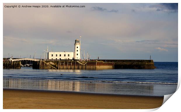Scarborough lighthouse  Print by Andrew Heaps