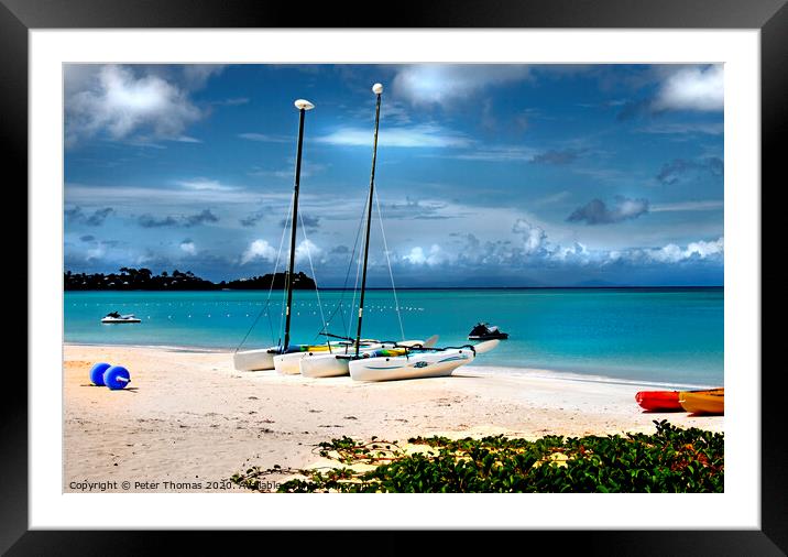Jolly Beach Antigua Caribbean Framed Mounted Print by Peter Thomas