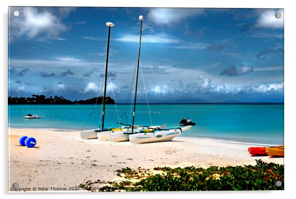 Jolly Beach Antigua Caribbean Acrylic by Peter Thomas