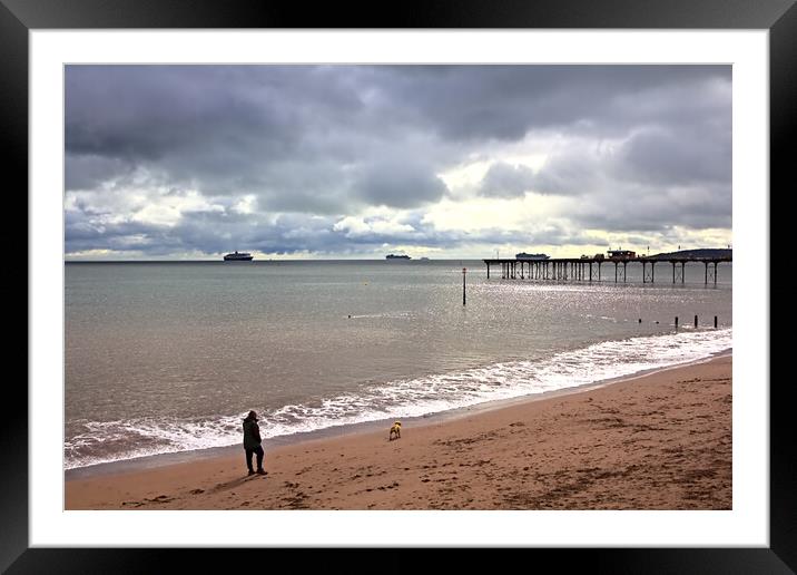 Teignmouth Beach on a Cloudy October Day Framed Mounted Print by Jeremy Hayden