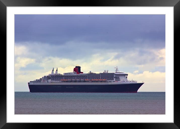 Queen Mary 2 off Teignmouth Framed Mounted Print by Jeremy Hayden