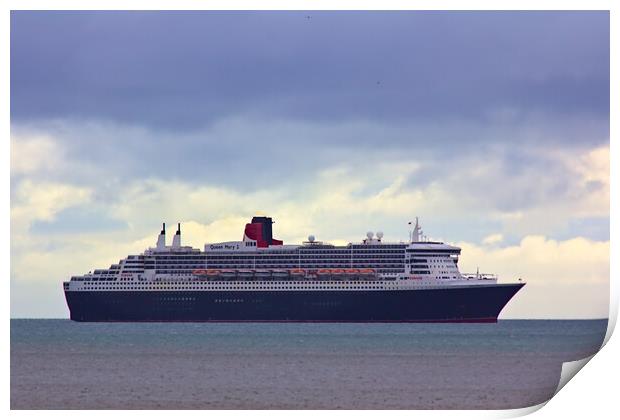 Queen Mary 2 off Teignmouth Print by Jeremy Hayden