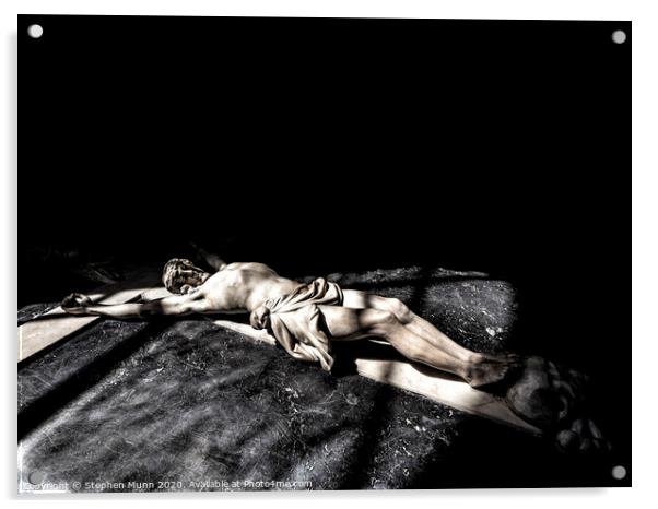 Jesus Christ On Cross Acrylic by Stephen Munn