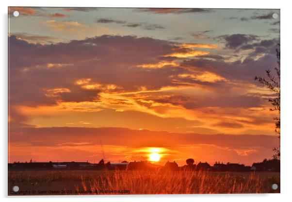 Terrington st Clement sunset Acrylic by Sam Owen