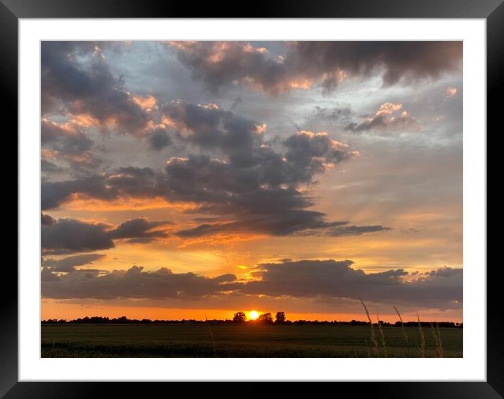 Terrington st Clement sunset Framed Mounted Print by Sam Owen