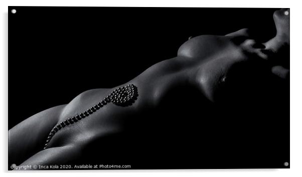Pearls on Skin - A Nude Bodyscape Acrylic by Inca Kala