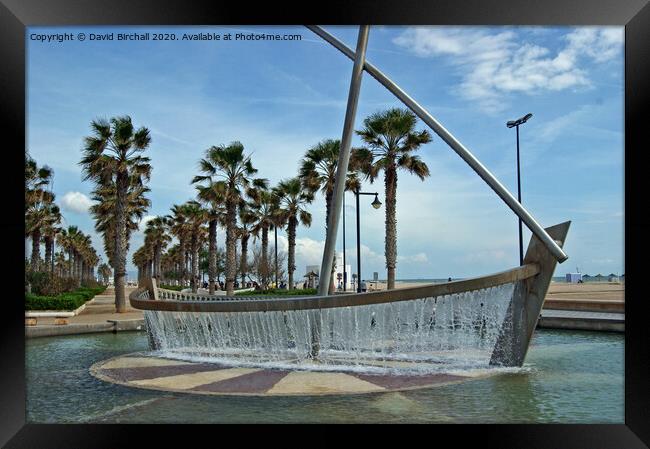 Valencia sailboat fountain. Framed Print by David Birchall
