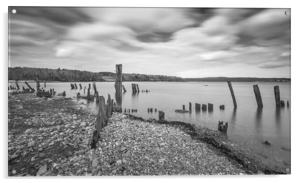 Tal-y-Bont, Bangor, sea groynes Acrylic by Jonathon barnett