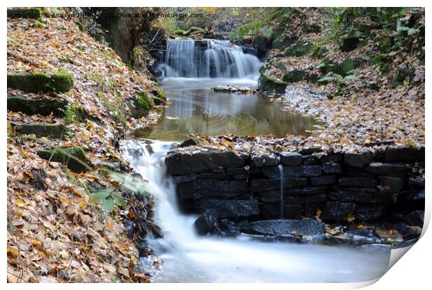 Autumn cascade of water with milky water Print by Andrew Heaps