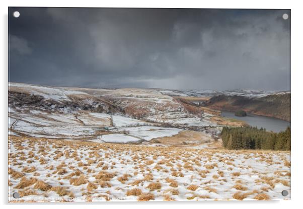 Elan Valley snowscape Acrylic by Sorcha Lewis