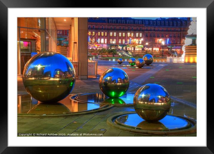 Sheffield steel balls outside the winter gardens Framed Mounted Print by Richard Ashbee