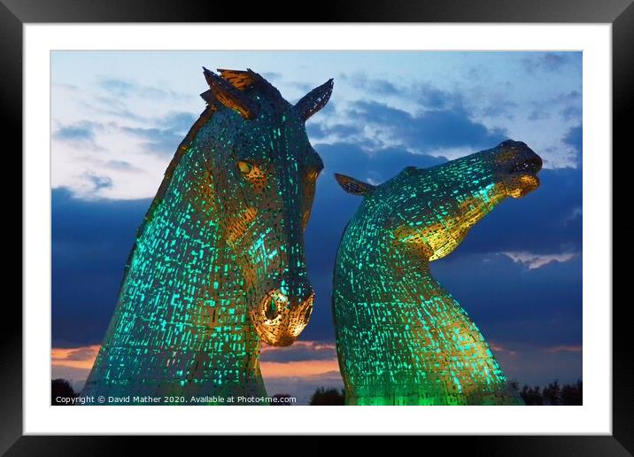The Green Kelpies Framed Mounted Print by David Mather