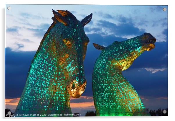 The Green Kelpies Acrylic by David Mather