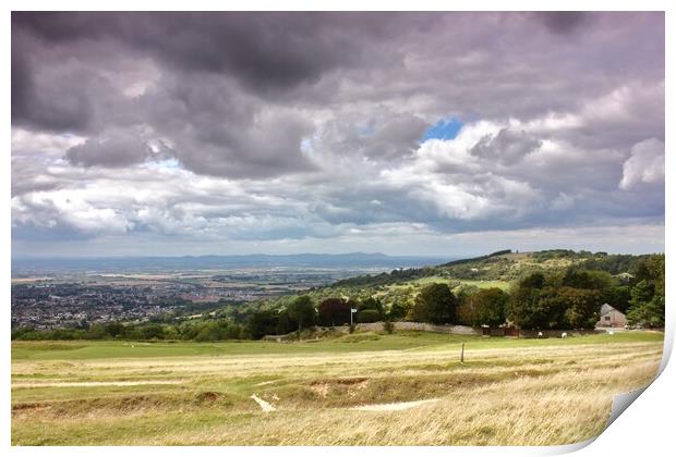 View from Cleeve Common Print by Susan Snow