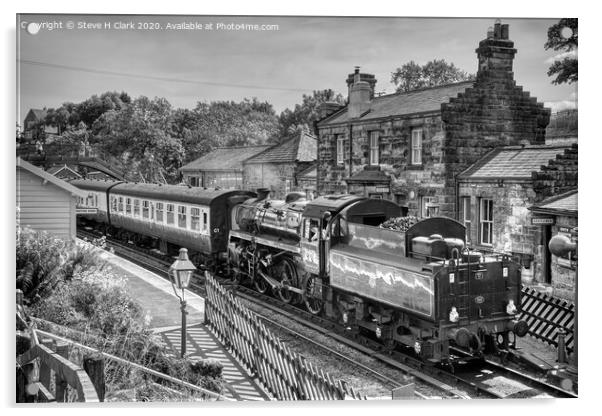 Goathland Station - Black and White Acrylic by Steve H Clark