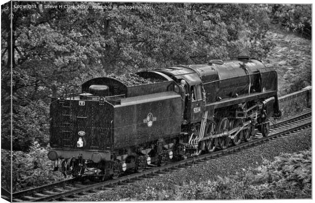 British Railways 9F - Black and White Canvas Print by Steve H Clark