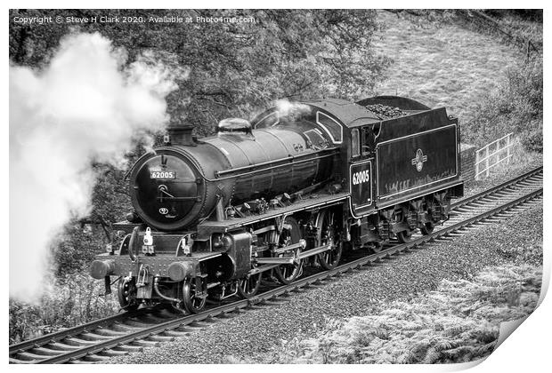 LNER K1 Class - Light Engine - Black and White Print by Steve H Clark