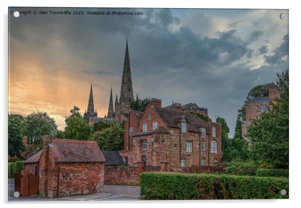 Lichfield cathedral sunset Acrylic by Alan Tunnicliffe