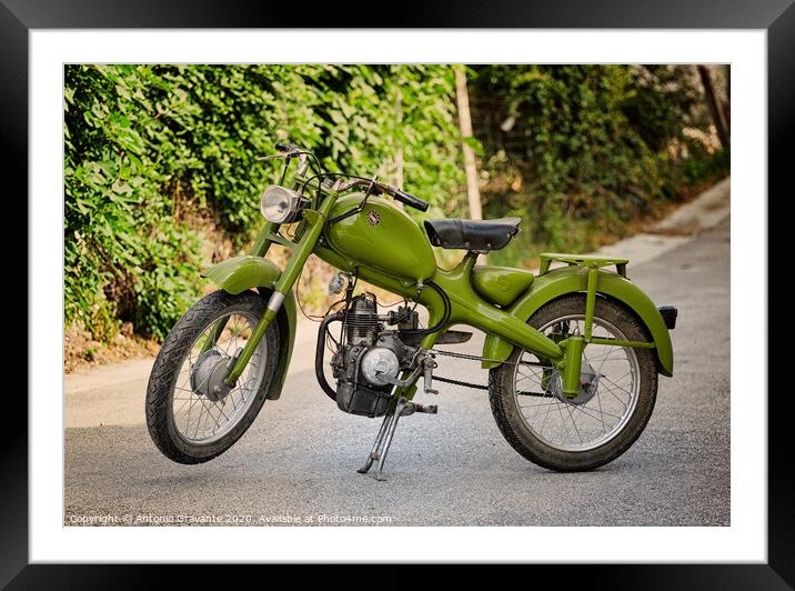 Vintage Italian moped Motom 48 Framed Mounted Print by Antonio Gravante