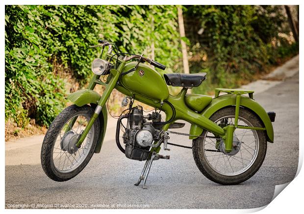 Vintage Italian moped Motom 48 Print by Antonio Gravante