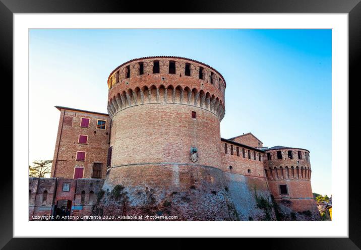 Medieval fortress in Dozza Imolese, near Bologna, Italy. Framed Mounted Print by Antonio Gravante