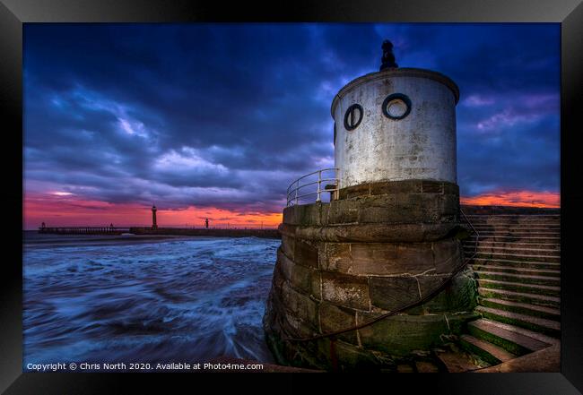 Whitby harbour coastal defences, Whitby  Yorkshire Framed Print by Chris North