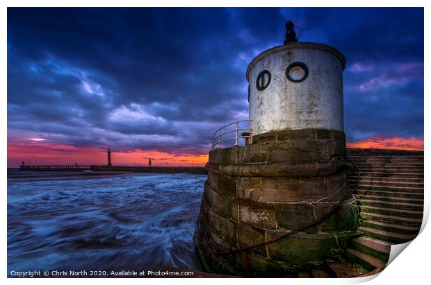 Whitby harbour coastal defences, Whitby  Yorkshire Print by Chris North